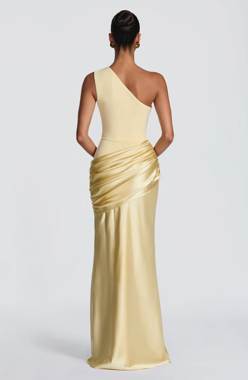 Robe Longue Asymétrique Drapée Femme