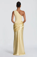 Robe Longue Asymétrique Drapée Femme
