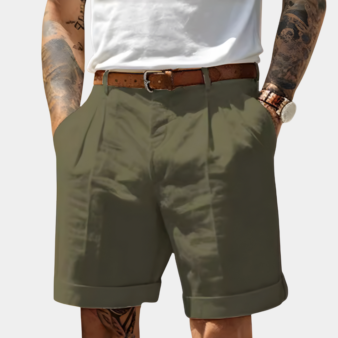 Short Chino Homme à Revers et Ceinture