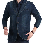 Blazer en Denim Homme à Coupe Tailleur