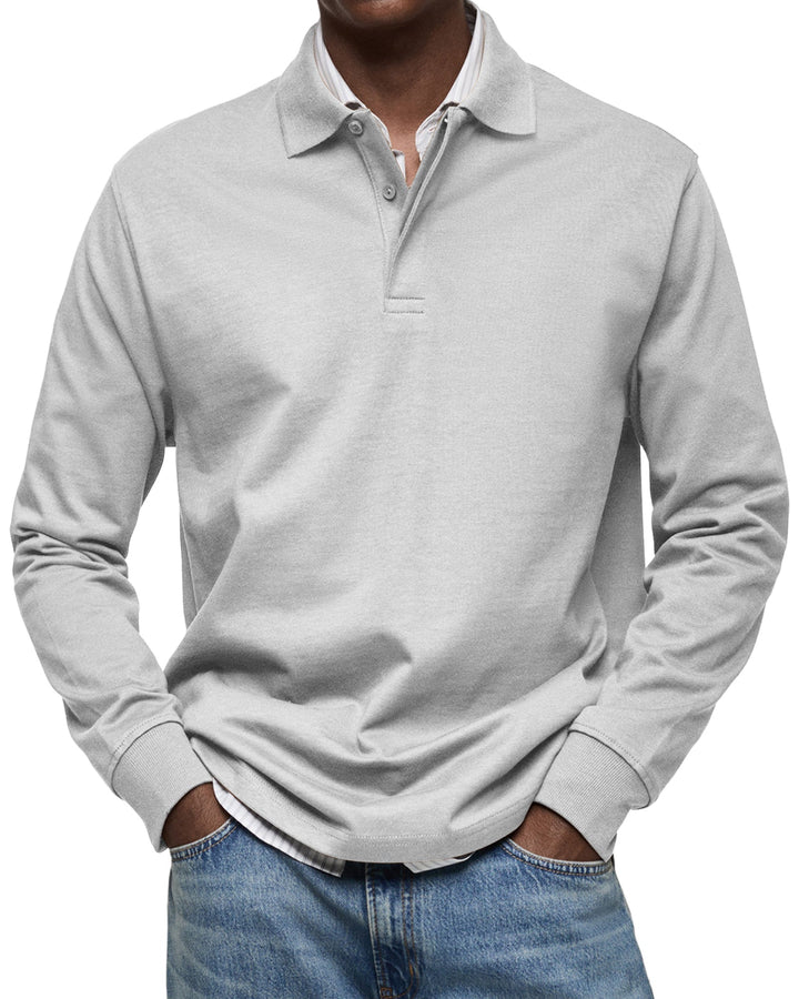 Polo Homme à Manches Longues et Col Classique
