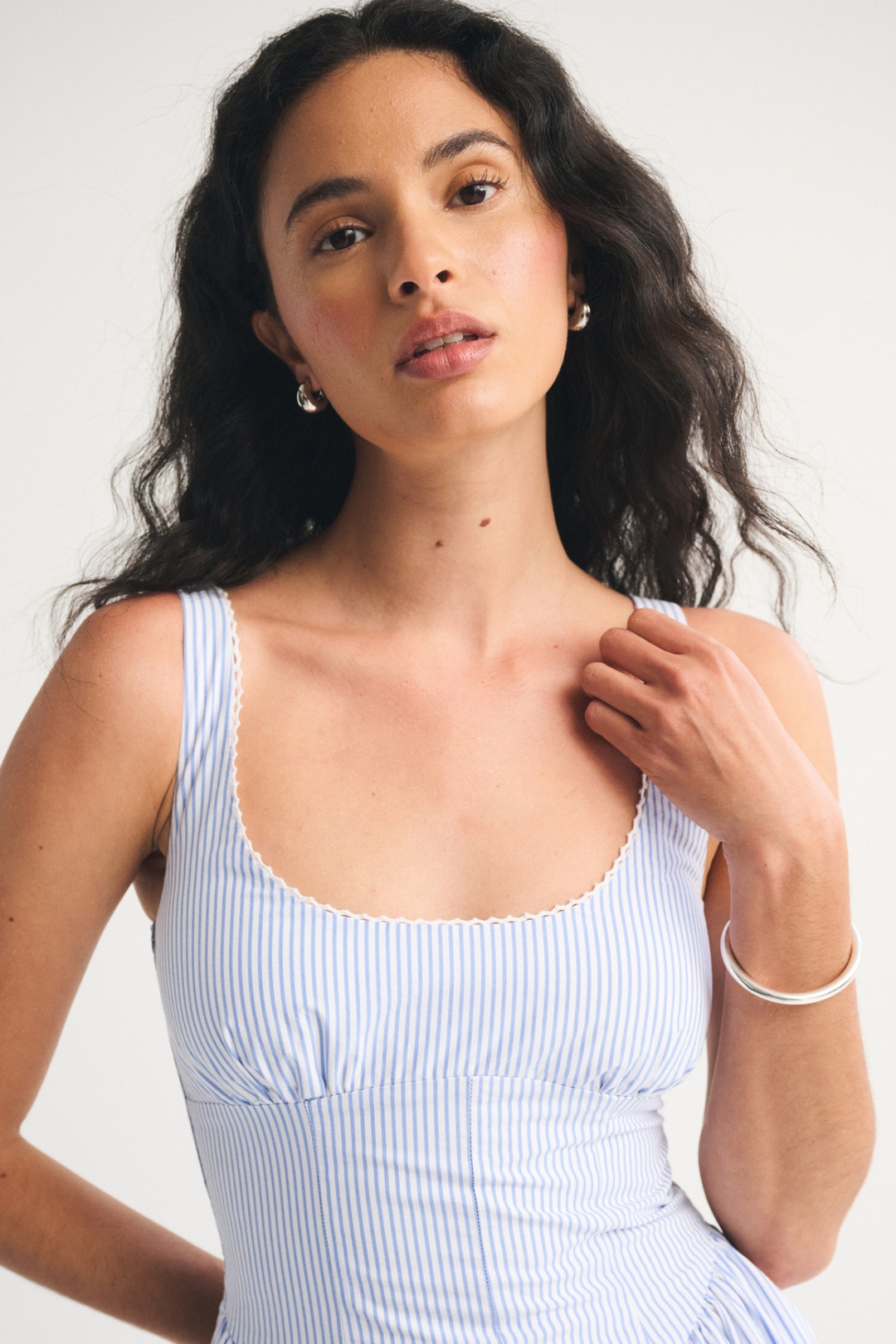 Robe Midi Sans Manches à Pois Femme