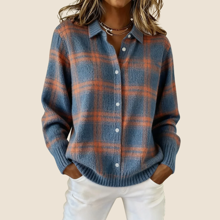 Cardigan Carreaux Boutonné Femme