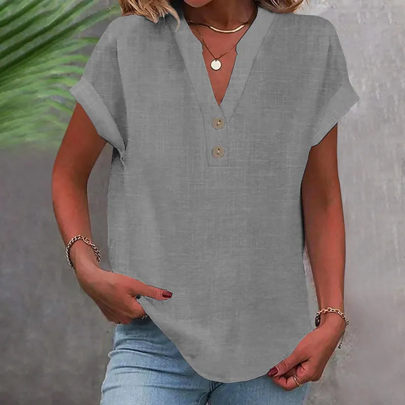 Blouse Femme Col Boutonné Décontractée