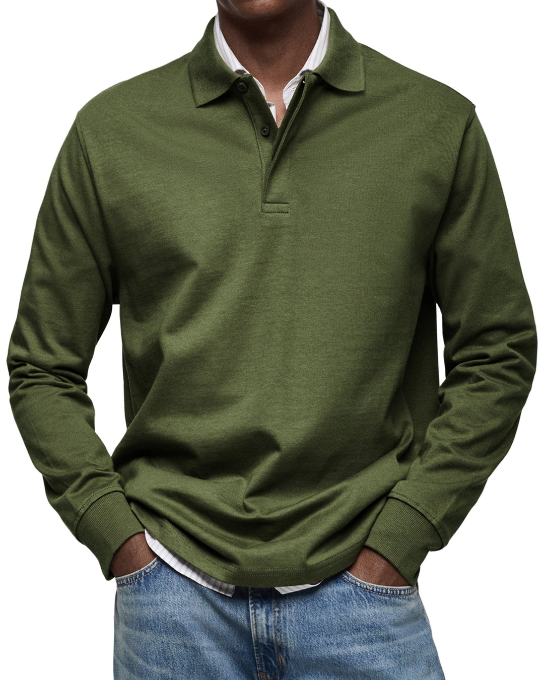Polo Homme à Manches Longues et Col Classique