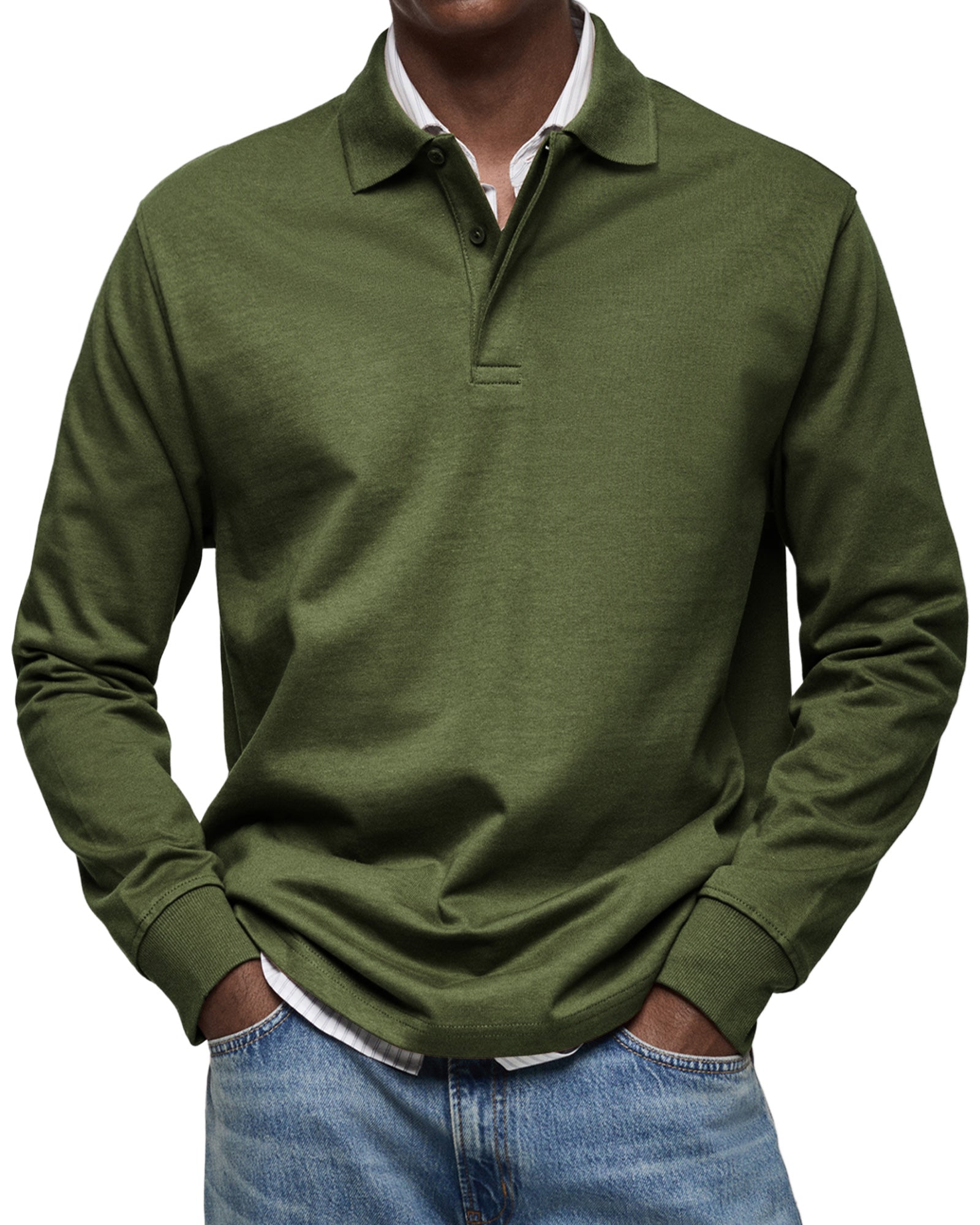 Polo Homme à Manches Longues et Col Classique