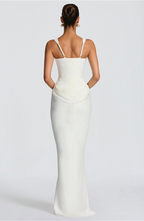 Robe Longue Drapée à Bretelles Femme