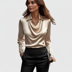 Blouse Femme Satin Drapé Élégant