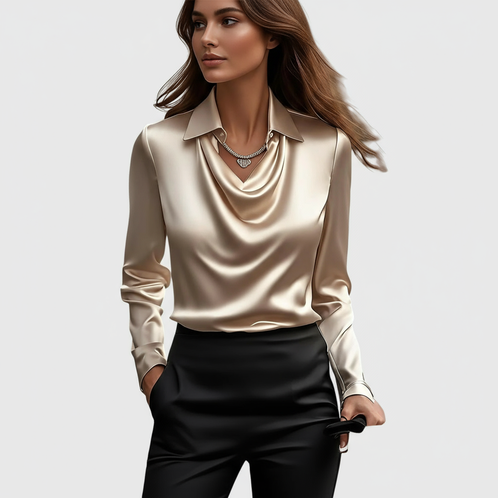 Blouse Femme Satin Drapé Élégant