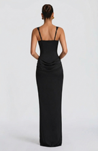 Robe Longue Drapée à Bretelles Femme