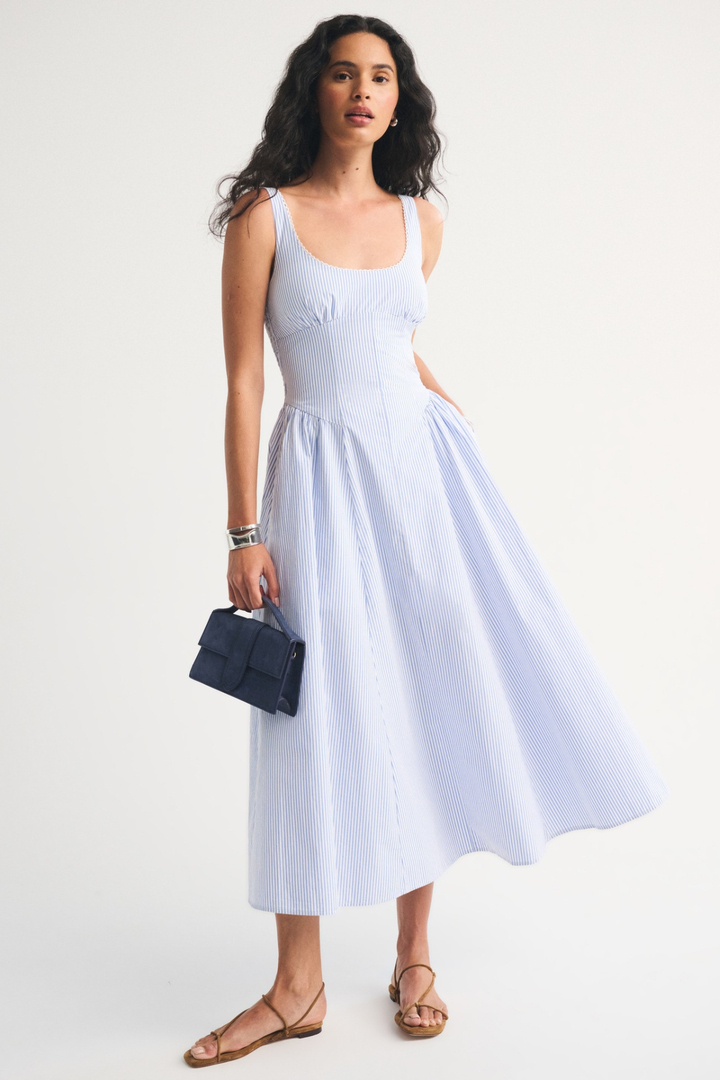 Robe Midi Sans Manches à Pois Femme