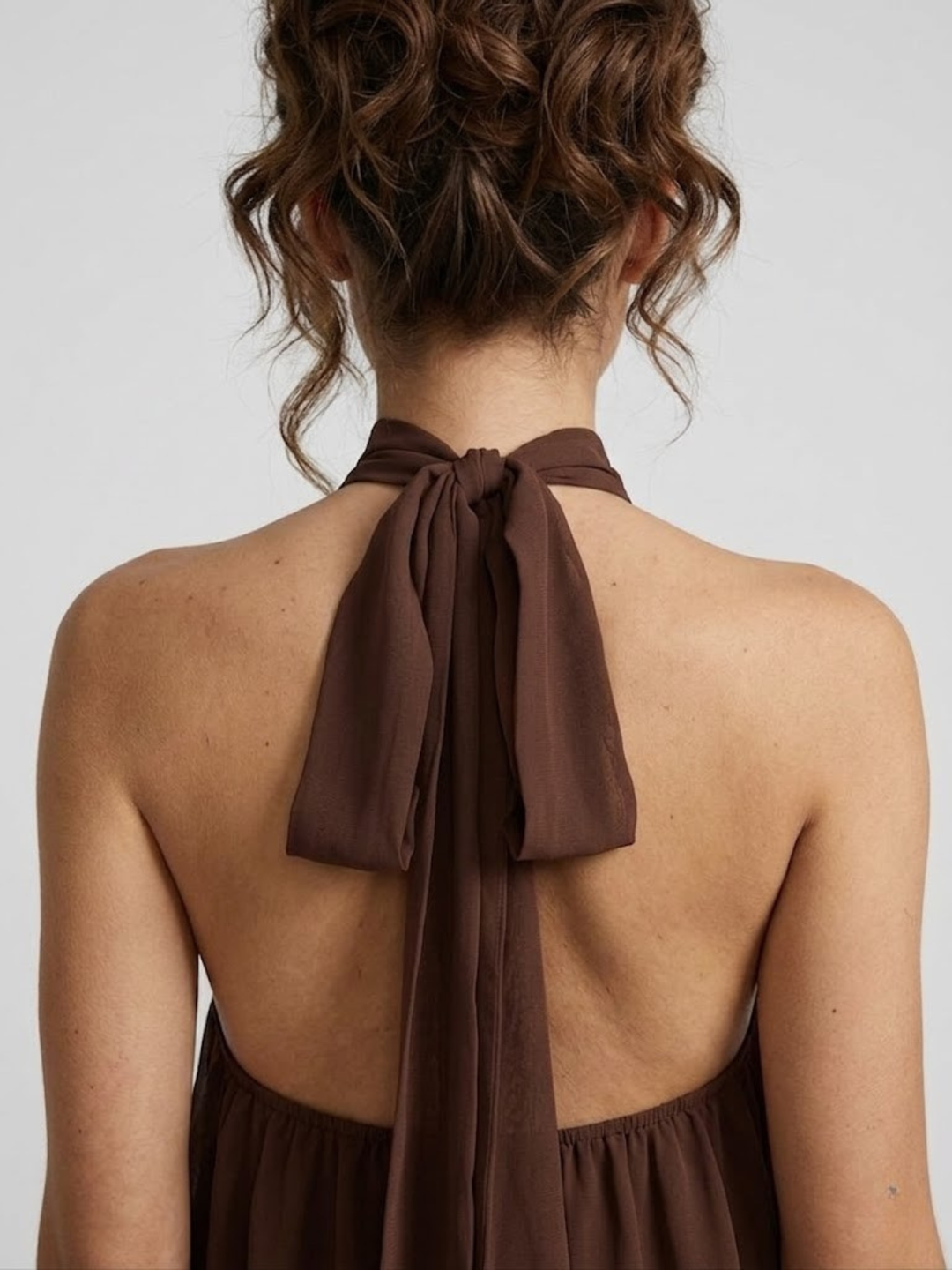 Robe Courte à Col Halter Superposé Femme