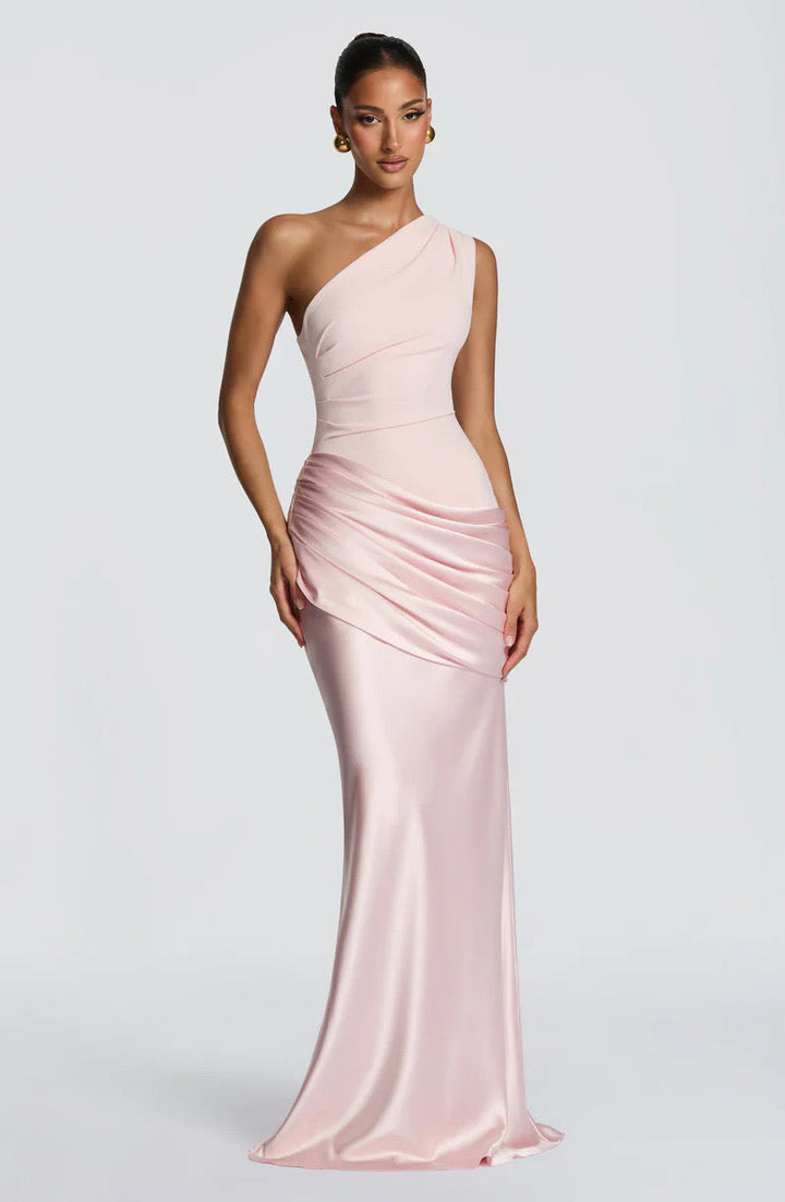 Robe Longue Asymétrique Drapée Femme