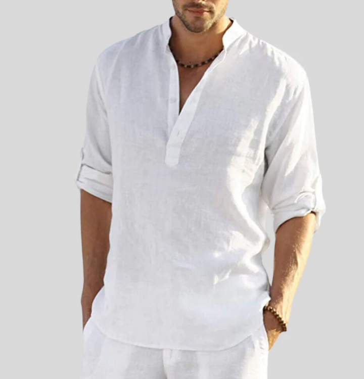 Chemise en Lin Col Ouvert Confort Léger et Style Décontracté