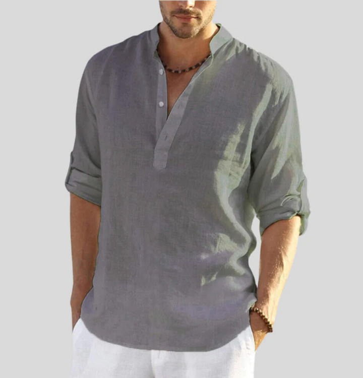 Chemise en Lin Col Ouvert Confort Léger et Style Décontracté