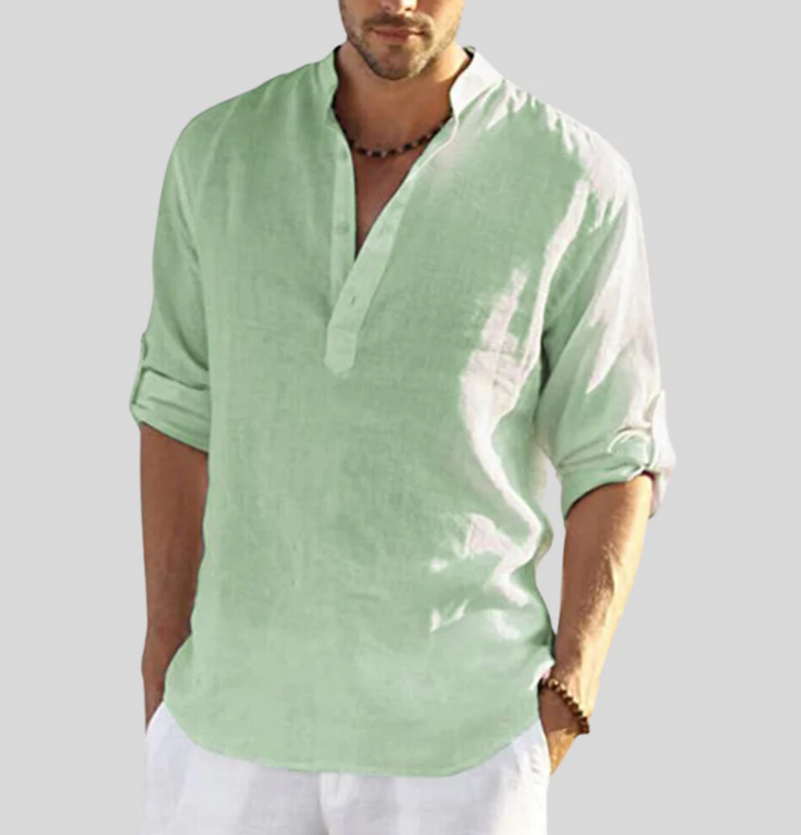 Chemise en Lin Col Ouvert Confort Léger et Style Décontracté
