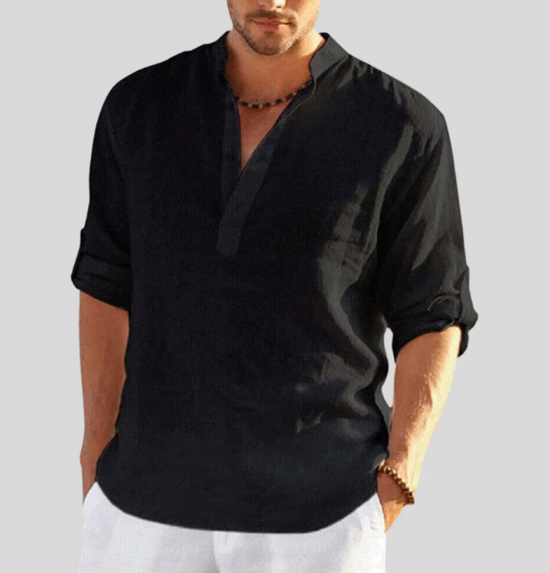 Chemise en Lin Col Ouvert Confort Léger et Style Décontracté