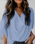 Blouse Femme Col Croisé Élégance Fluide