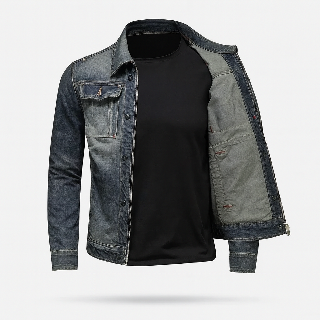 Veste en Jean Vintage Coupe Moderne et Style Urbain