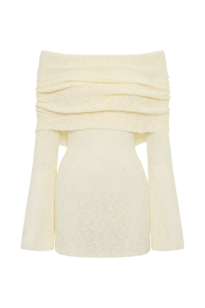 Robe Courte Pailletée à Épaules Dégagées
