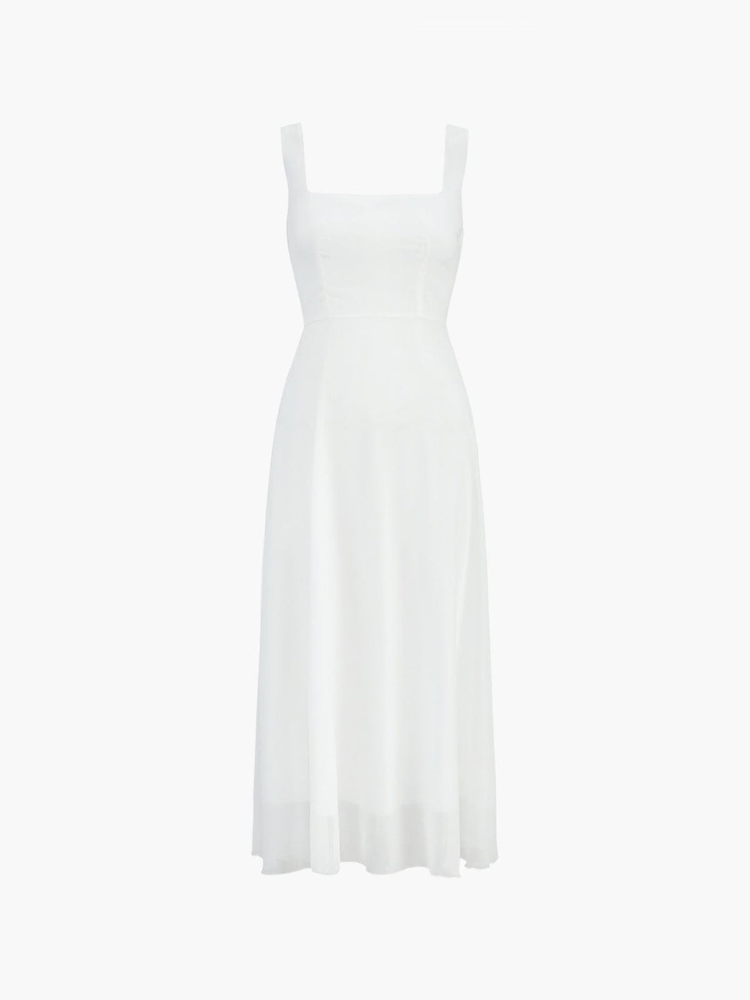 Robe Midi Évasée à Bretelles Fines