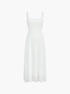 Robe Midi Évasée à Bretelles Fines