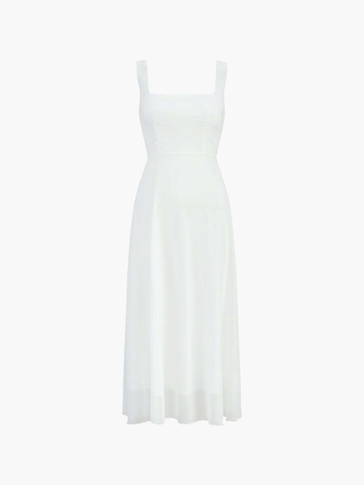 Robe Midi Évasée à Bretelles Fines