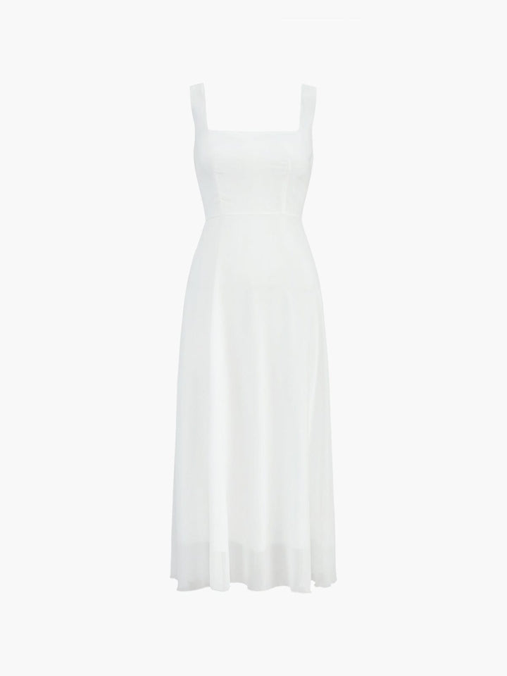 Robe Midi Évasée à Bretelles Fines