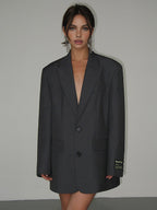 Blazer Long Croisé à Coupe Oversize