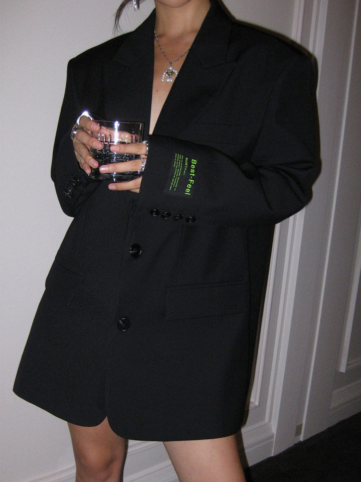 Blazer Long Croisé à Coupe Oversize