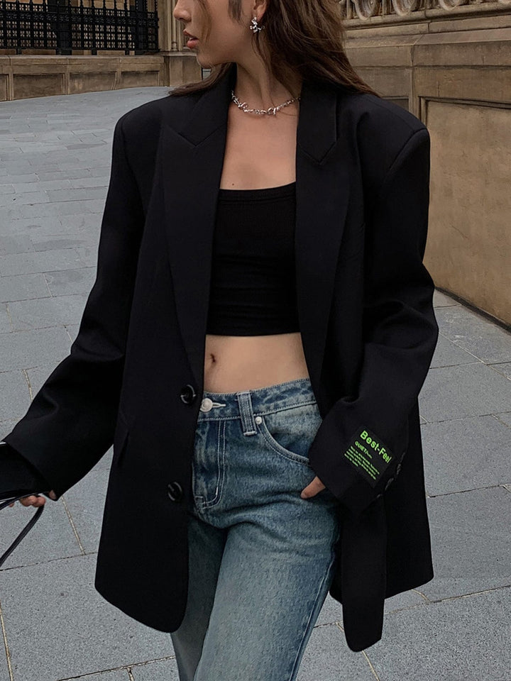 Blazer Long Croisé à Coupe Oversize