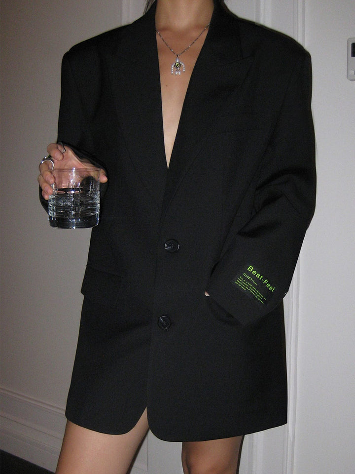 Blazer Long Croisé à Coupe Oversize