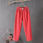 Pantalon Femme à Taille Élastiquée Coupe Droite