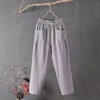 Pantalon Femme à Taille Élastiquée Coupe Droite