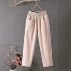 Pantalon Femme à Taille Élastiquée Coupe Droite