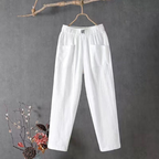 Pantalon Femme à Taille Élastiquée Coupe Droite