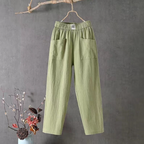 Pantalon Femme à Taille Élastiquée Coupe Droite