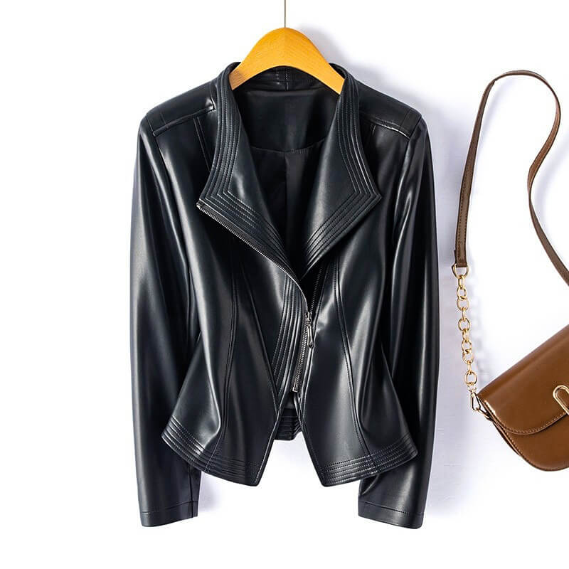 Veste Motard Effet Cuir à Fermeture Asymétrique
