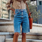 Short Bermuda en Jean Taille Haute Femme