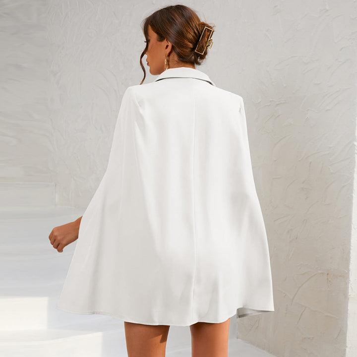 Robe Blazer Courte à Cape et Double Boutonnage