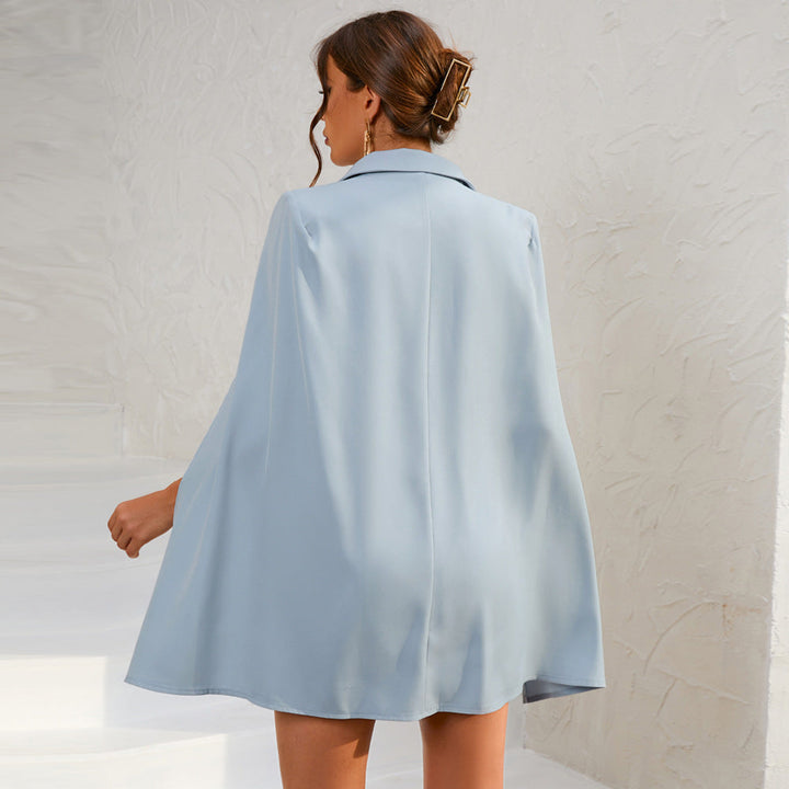 Robe Blazer Courte à Cape et Double Boutonnage