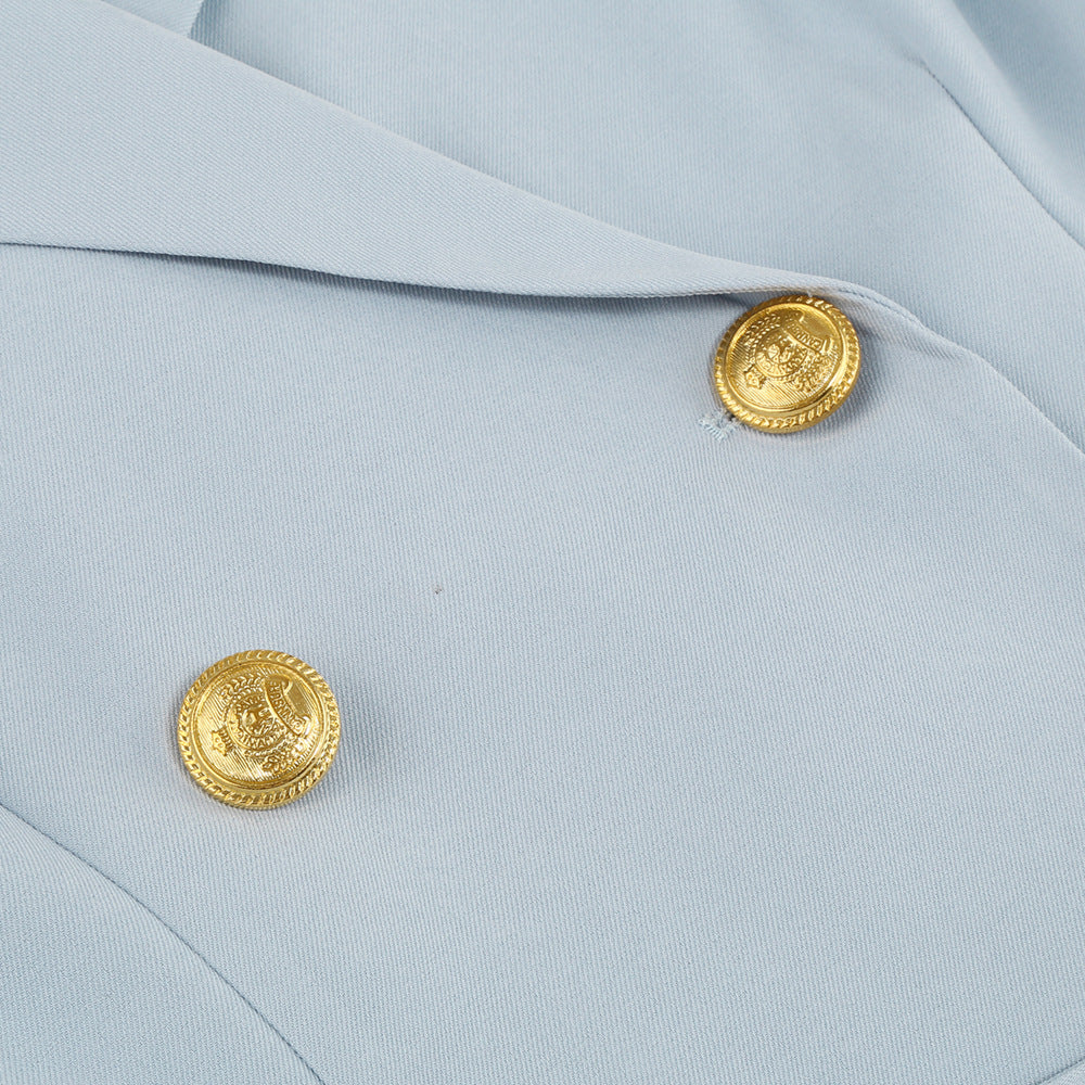 Robe Blazer Courte à Cape et Double Boutonnage