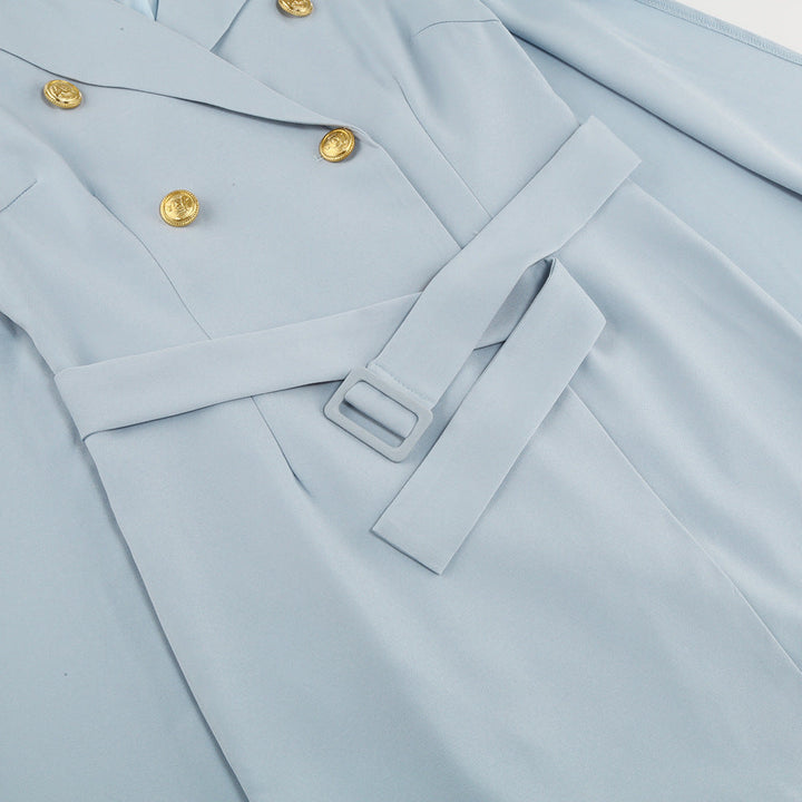 Robe Blazer Courte à Cape et Double Boutonnage