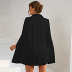 Robe Blazer Courte à Cape et Double Boutonnage