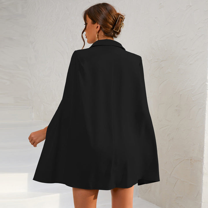 Robe Blazer Courte à Cape et Double Boutonnage