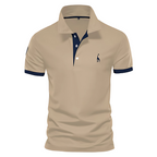 Polo Homme Contrasté à Col Boutonné