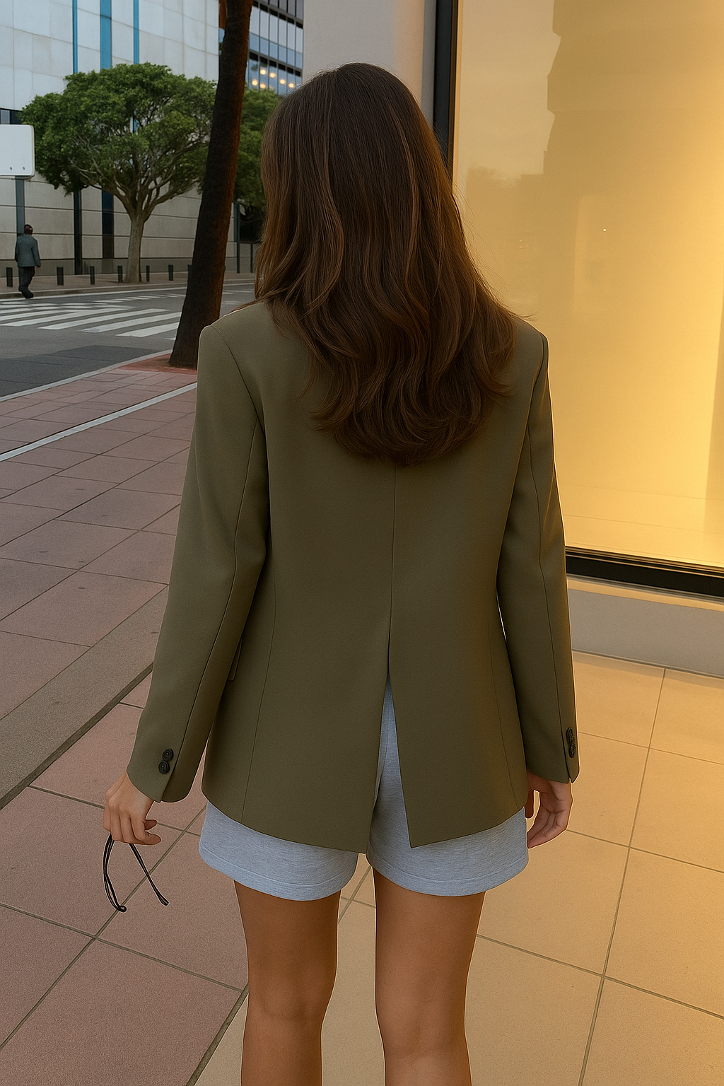Blazer Long Femme à Coupe Droite et Revers Classiques