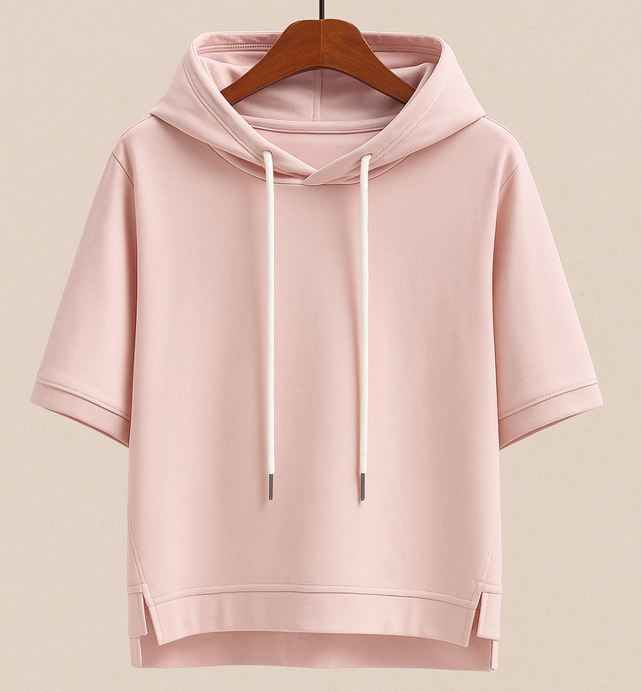 Sweat à Capuche Manches Courtes Femme