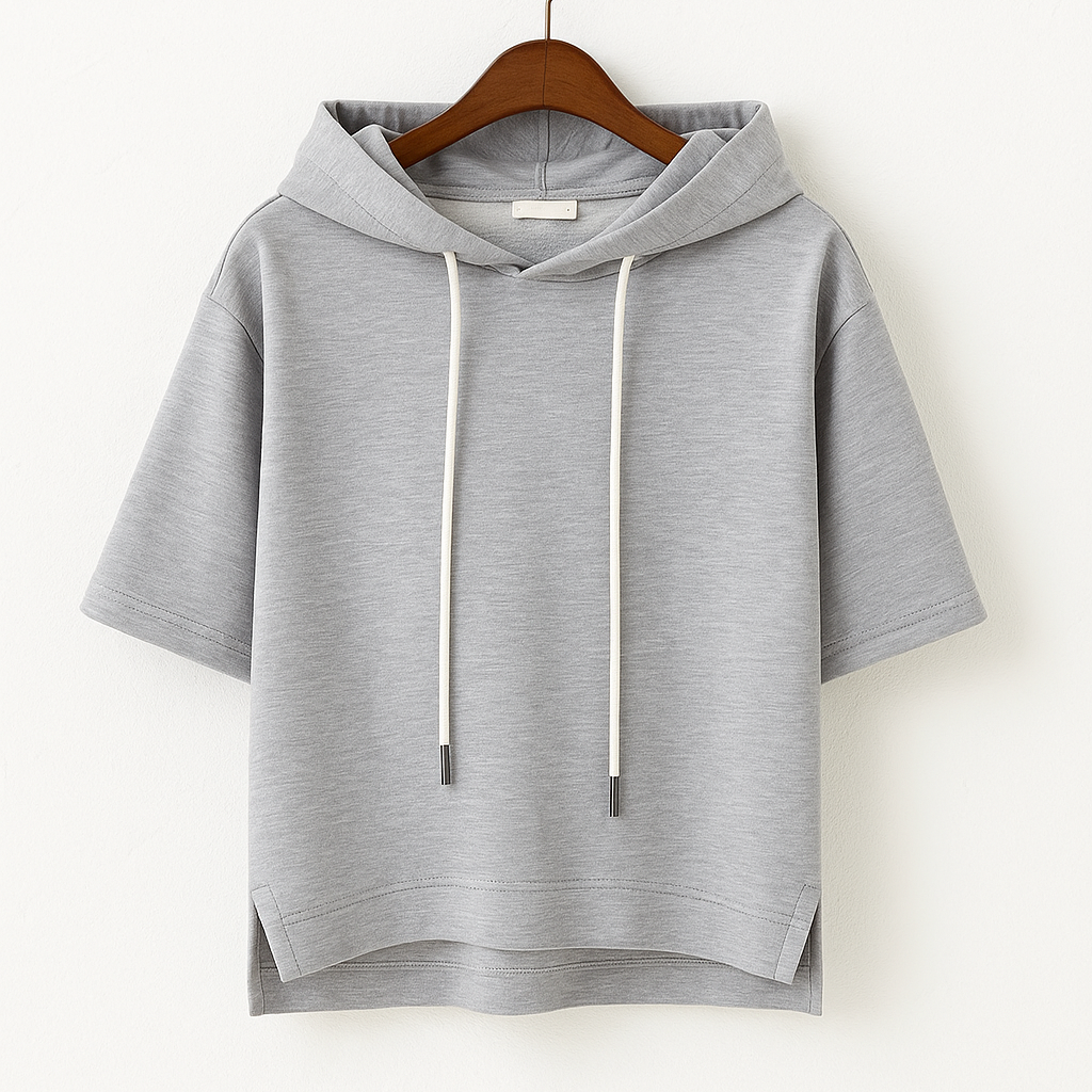 Sweat à Capuche Manches Courtes Femme
