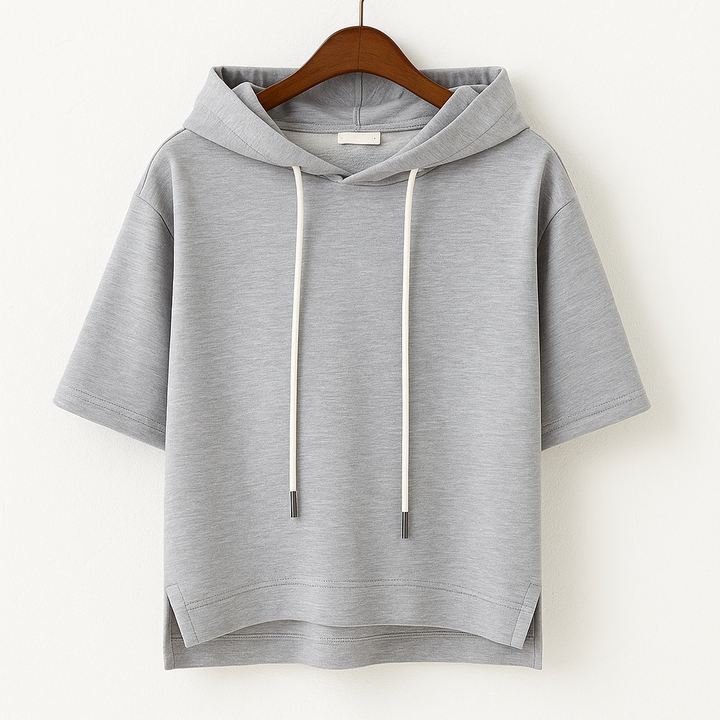 Sweat à Capuche Manches Courtes Femme
